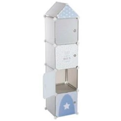 ATMOSPHERA Colonne De Rangement Château 140cm Gris & Bleu