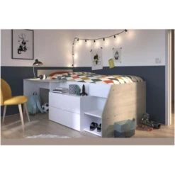 PARISOT KIM Lit Combiné Enfant Contemporain Décor Gris Loft Et Blanc - L 90 X L 190 Ou 200 Cm -ATMOSPHERA || Songmics Soldes Boutique 34102596 3