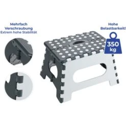 WENKO Marche Pied Pliable Secura, Tabouret Pliant Adulte Et Enfant, Capacité De Charge Jusqu'à 350 Kg, Surface De Marche Antidérapante Extra-large, Plastique, 35x22x27 Cm, Noir - Blanc -ATMOSPHERA || Songmics Soldes Boutique 34510220 3