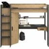 PARISOT Lit Combiné Mezzanine Enfant - Décor Chene Et Gris - Sommier Inclus - 90 X 200 Cm - HIGH