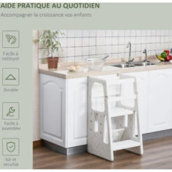 HOMCOM Tour D'apprentissage Tour D'observation Enfant 18 Mois-5 Ans Hauteur Réglable 3 Niveaux HDPE Blanc 11 HOMCOM Tour D'apprentissage Tour D'observation Enfant 18 Mois-5 Ans Hauteur Réglable 3 Niveaux HDPE Blanc -ATMOSPHERA || Songmics Soldes Boutique 36843049 5