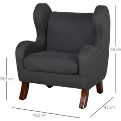 HOMCOM Fauteuil Enfant Oreilles Grand Confort Accoudoirs Assise Dossier Garnissage Mousse Haute Densité Piètement Bois Hévéa Verni Lin Gris -ATMOSPHERA || Songmics Soldes Boutique 37769066 3