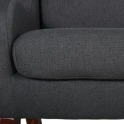 HOMCOM Fauteuil Enfant Oreilles Grand Confort Accoudoirs Assise Dossier Garnissage Mousse Haute Densité Piètement Bois Hévéa Verni Lin Gris -ATMOSPHERA || Songmics Soldes Boutique 37769066 4