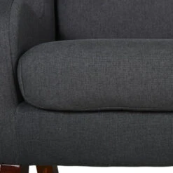 HOMCOM Fauteuil Enfant Oreilles Grand Confort Accoudoirs Assise Dossier Garnissage Mousse Haute Densité Piètement Bois Hévéa Verni Lin Gris -ATMOSPHERA || Songmics Soldes Boutique 37769066 5