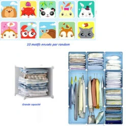 Armoires Etagères Plastiques Enfants Bleu, 12 Cubes Armoires Meubles De Rangement Pour Vêtements Chaussures Jouets Cartoon -ATMOSPHERA || Songmics Soldes Boutique 39299949 4