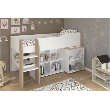 PARISOT Combiné Enfant - Décor Blanc Et Chene Jackson - Sommier Inclus - 90x200 Cm - LIAM 4 PARISOT Combiné Enfant - Décor Blanc Et Chene Jackson - Sommier Inclus - 90x200 Cm - LIAM – Image 2