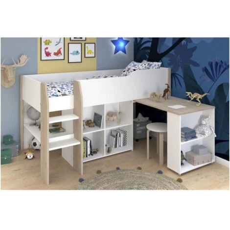 PARISOT Combiné Enfant - Décor Blanc Et Chene Jackson - Sommier Inclus - 90x200 Cm - LIAM 6 PARISOT Combiné Enfant - Décor Blanc Et Chene Jackson - Sommier Inclus - 90x200 Cm - LIAM – Image 4