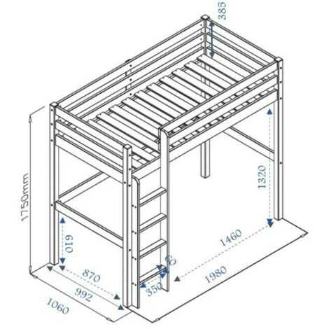 Lit Mezzanine Aaron Bois Naturel 90x190 Cm 6 Lit Mezzanine Aaron Bois Naturel 90x190 Cm – Image 4