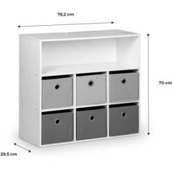 Meuble De Rangement Pour Enfant. Blanc - Camille - Avec 7 Compartiments Et 6 Paniers Gris Et Roses -ATMOSPHERA || Songmics Soldes Boutique 40413734 4