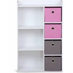 Meuble De Rangement Pour Enfant. Blanc - Camille - Avec 7 Compartiments Et 4 Paniers Gris Et Roses 11 Meuble De Rangement Pour Enfant. Blanc - Camille - Avec 7 Compartiments Et 4 Paniers Gris Et Roses -ATMOSPHERA || Songmics Soldes Boutique 40413773 5