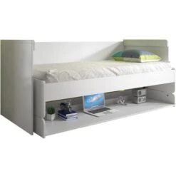 Lit Transformable 90x200 Cm En Bureau Bois Laqué Blanc Denver -ATMOSPHERA || Songmics Soldes Boutique 40648532 5