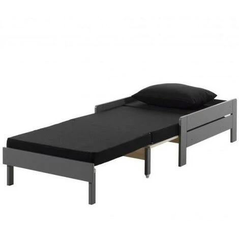 Fauteuil Transformable 80x200 Cm Pin Massif Gris Pino 4 Fauteuil Transformable 80x200 Cm Pin Massif Gris Pino – Image 2