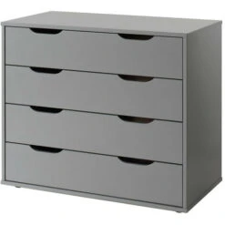 Chambre Enfant 4 Pièces Lit Bureau étagère Et Commode 4 Tiroirs Pin Massif Gris Pino 90x200 Cm -ATMOSPHERA || Songmics Soldes Boutique 40721337 4