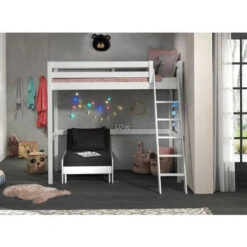 Chambre Enfant 2 Pièces Lit Et Fauteuil Transformable Pin Massif Blanc Pino 90x200 Cm