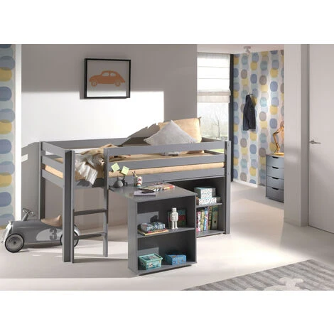 Chambre Enfant 3 Pièces Lit Bureau Et Bibliothèque Pin Massif Gris Pino 90x200 Cm 3 Chambre Enfant 3 Pièces Lit Bureau Et Bibliothèque Pin Massif Gris Pino 90x200 Cm