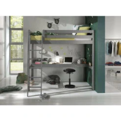 Lit Mezzanine 140x200 Cm Avec Bureau Pin Massif Gris Pino 8 Lit Mezzanine 140x200 Cm Avec Bureau Pin Massif Gris Pino -ATMOSPHERA || Songmics Soldes Boutique 40722117 3