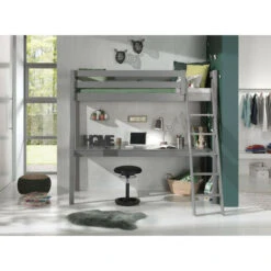 Lit Mezzanine 90x200 Cm Avec Bureau Pin Massif Gris Pino -ATMOSPHERA || Songmics Soldes Boutique 40722118 4