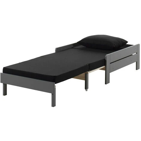 Chambre Enfant 2 Pièces Lit Et Fauteuil Transformable Pin Massif Gris Pino 90x200 Cm 7 Chambre Enfant 2 Pièces Lit Et Fauteuil Transformable Pin Massif Gris Pino 90x200 Cm – Image 5