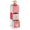 Relaxdays Etagère Enfant Avec Boîtes, Jouets, Fillette, Design Cygnes, Meuble Enfants,HlP 89 X 27,5 X 30 Cm,blanc/rouge
