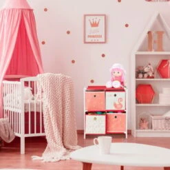 Relaxdays Etagère Enfant Avec Boîtes, Jouets, Fillette, Design Cygnes, Meuble Enfants,HlP 89 X 27,5 X 30 Cm,blanc/rouge -ATMOSPHERA || Songmics Soldes Boutique 40994561 3