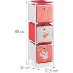 Relaxdays Etagère Enfant Avec Boîtes, Jouets, Fillette, Design Cygnes, Meuble Enfants,HlP 89 X 27,5 X 30 Cm,blanc/rouge -ATMOSPHERA || Songmics Soldes Boutique 40994561 4