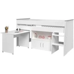 PARISOT ZOLA Lit Combiné Enfant - Décor Blanc - 90x200 Cm - Sommier Inclus