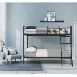 Lits Superposés En Métal - Dark Grey - Sommiers Inclus - 2 X 140 X 190 Cm - ALICE -ATMOSPHERA || Songmics Soldes Boutique 41828896 2