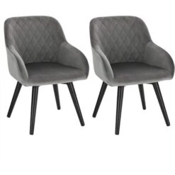 WOLTU 2 X Chaise Enfant En Velours .Gris. Avec Accoudoir.Fauteuil Enfant Pieds En Métal . 31 X 29 X 55 Cm