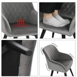 WOLTU 2 X Chaise Enfant En Velours .Gris. Avec Accoudoir.Fauteuil Enfant Pieds En Métal . 31 X 29 X 55 Cm -ATMOSPHERA || Songmics Soldes Boutique 42213418 4