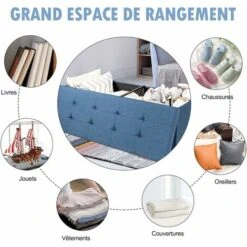 COSTWAY Banc Pouf Pliable Avec Coffre De Rangement En Tissu 120L - 110 X 38 X 38 CM Séparateur Siège Rembourré Repose-pieds Marine -ATMOSPHERA || Songmics Soldes Boutique 42671272 3