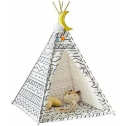 SoBuy OSS03-A03 Tipi Enfant Tente Pour Enfant Avec Tapis De Sol Indian Teepee Tente De Jeu Pour Enfants Avec Tapis De Sol