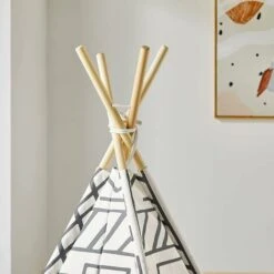 SoBuy OSS03-A03 Tipi Enfant Tente Pour Enfant Avec Tapis De Sol Indian Teepee Tente De Jeu Pour Enfants Avec Tapis De Sol -ATMOSPHERA || Songmics Soldes Boutique 42707480 5