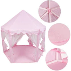 Tente Pliable Portative De Jeu Pour Enfants Princesse Pop Up Chateau Filles Jouet Tente (Rose) Pour Maison Plage, Etc -ATMOSPHERA || Songmics Soldes Boutique 42712761 4