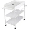 84 72 90cm Multifonctionnel Portable Table à Langer Pour Bébé Avec Roulettes Avec 2 étagères De Rangement - Blanc