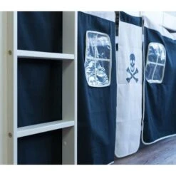 Lit Mezzanine 90x200cm Avec échelle Toboggan En Bois Blanc Et Toile Noir Pirate Incluse -ATMOSPHERA || Songmics Soldes Boutique 4503417 3