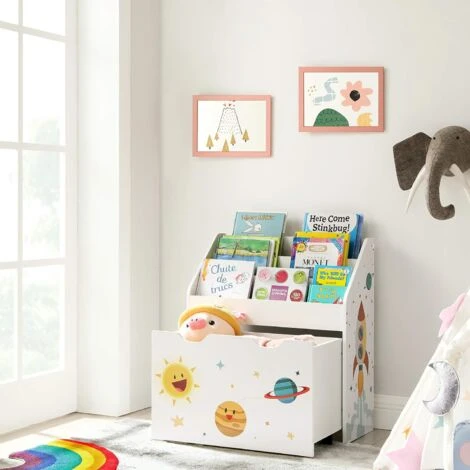 Songmics Étagère Pour Jouets, 3 Compartiments Bibliothèque Pour Enfants, Boîte à Jouets Mobile, Avec Roulettes, Multi-Usage, Pour Chambre D'enfant Et Salle De Jeux, Blanc GKR41WT 4 Songmics Étagère Pour Jouets, 3 Compartiments Bibliothèque Pour Enfants, Boîte à Jouets Mobile, Avec Roulettes, Multi-Usage, Pour Chambre D'enfant Et Salle De Jeux, Blanc GKR41WT – Image 2