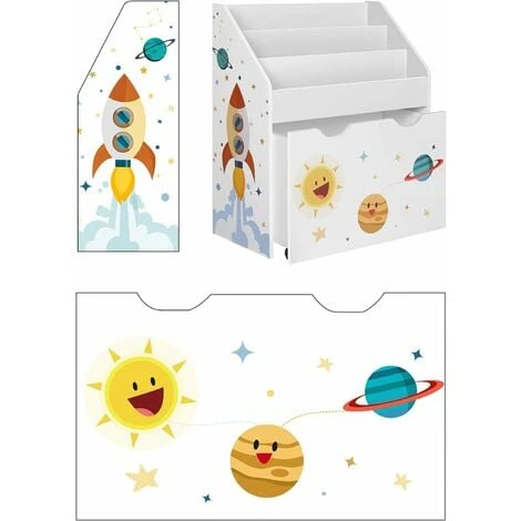 Songmics Étagère Pour Jouets, 3 Compartiments Bibliothèque Pour Enfants, Boîte à Jouets Mobile, Avec Roulettes, Multi-Usage, Pour Chambre D'enfant Et Salle De Jeux, Blanc GKR41WT 6 Songmics Étagère Pour Jouets, 3 Compartiments Bibliothèque Pour Enfants, Boîte à Jouets Mobile, Avec Roulettes, Multi-Usage, Pour Chambre D'enfant Et Salle De Jeux, Blanc GKR41WT – Image 4