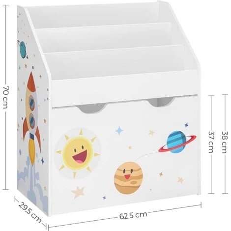 Songmics Étagère Pour Jouets, 3 Compartiments Bibliothèque Pour Enfants, Boîte à Jouets Mobile, Avec Roulettes, Multi-Usage, Pour Chambre D'enfant Et Salle De Jeux, Blanc GKR41WT 7 Songmics Étagère Pour Jouets, 3 Compartiments Bibliothèque Pour Enfants, Boîte à Jouets Mobile, Avec Roulettes, Multi-Usage, Pour Chambre D'enfant Et Salle De Jeux, Blanc GKR41WT – Image 5