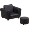 HOMCOM Ensemble Fauteuil Et Pouf Enfant Style Contemporain Structure Bois Revêtement Synthétique PVC Noir -ATMOSPHERA || Songmics Soldes Boutique 46698844 1