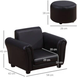 HOMCOM Ensemble Fauteuil Et Pouf Enfant Style Contemporain Structure Bois Revêtement Synthétique PVC Noir 9 HOMCOM Ensemble Fauteuil Et Pouf Enfant Style Contemporain Structure Bois Revêtement Synthétique PVC Noir -ATMOSPHERA || Songmics Soldes Boutique 46698844 3