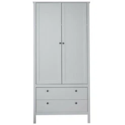 Armoire Enfant 2 Portes 2 Tiroirs Mélaminé Blanc Leone