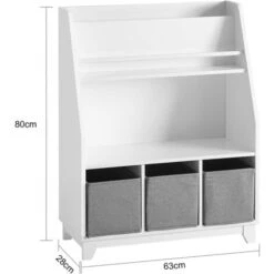 SoBuy KMB34-W Bibliothèque Étagère à Livres Étagère De Rangement Jouets Pour Enfants Porte-revues Avec Compartiments De Rangement Et 3 Paniers -ATMOSPHERA || Songmics Soldes Boutique 48416024 3