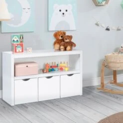 Meuble De Rangement Enfant MANA En Bois Blanc 3 Tiroirs Cubes Sur Roulettes -ATMOSPHERA || Songmics Soldes Boutique 48508838 4