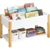 SoBuy KMB35-W Bibliothèque Enfants Étagère à Livres Étagère De Rangement Pour Livres Et Jouets Meuble De Rangement Organisateur De Jouets Et Livres Multifonctionnel à 2 étagères