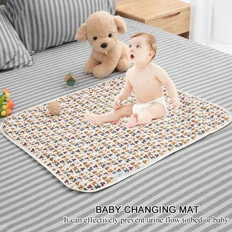 60x80cm Bébé Tapis D'urine Grand Respirant Imperméable À L'eau Infantile Doublure Couverture De Tapis Matelas à Langer Couches À Langer Change Lit En Coton Couverture De Bande Dessinée(Chien) 4 60x80cm Bébé Tapis D'urine Grand Respirant Imperméable À L'eau Infantile Doublure Couverture De Tapis Matelas à Langer Couches À Langer Change Lit En Coton Couverture De Bande Dessinée(Chien) – Image 2