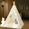 Tente De Jeu Tipi Avec Guirlande Tente Grande Intérieure Extérieure Blanc Toile Indian Teepee Portable Tente Maison -ATMOSPHERA || Songmics Soldes Boutique 49860861 1