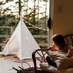 Tente De Jeu Tipi Avec Guirlande Tente Grande Intérieure Extérieure Blanc Toile Indian Teepee Portable Tente Maison -ATMOSPHERA || Songmics Soldes Boutique 49860861 3