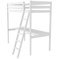 Lit Mezzanine STUDIO 90x200 + 1 Sommier + Bureau / Blanc/ L209xP151xH195 -ATMOSPHERA || Songmics Soldes Boutique 51013281 3