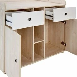 Nova Changer Mobile 2 Tiroirs 3 étagères Ouvertes 2 Compartiments Avec Portes En Bois De Hêtre -ATMOSPHERA || Songmics Soldes Boutique 52056496 4