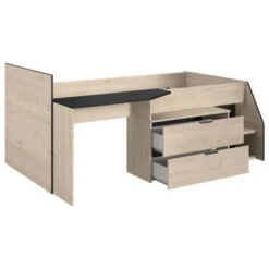 PARISOT Kim Lit Combiné Enfant - Décor Chene Jackson Et Noir - 90 X190/200 Cm -ATMOSPHERA || Songmics Soldes Boutique 52170820 5